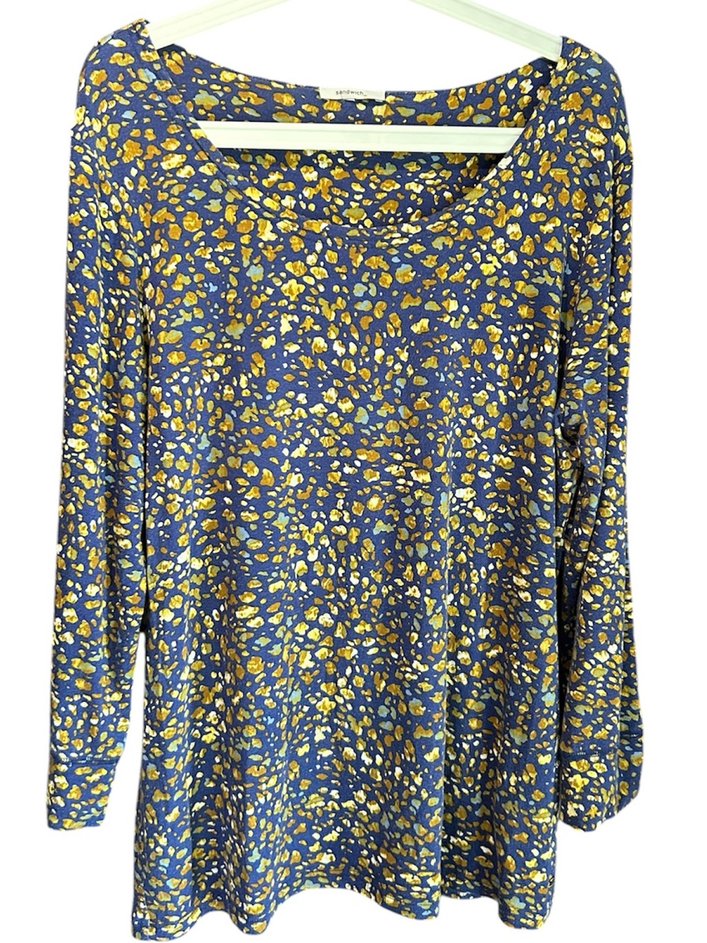 Women’s Blue Long-Sleeve Floral Dotted Tee by Sandwich